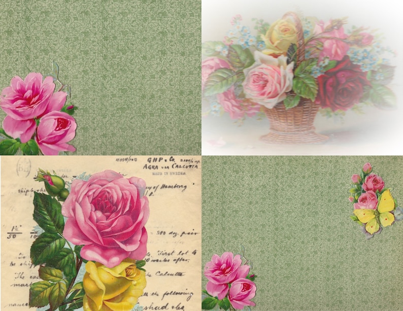 Digit Welcome Spring pages & ephemera digital kit... Antique images enhanced into beautiful images junk Journals diary image 7