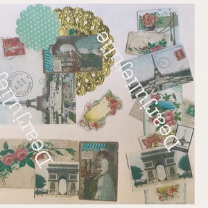 Digital -Paris Pages y ephemera va con Tres Jolie kit digital - Postales Digitales, página de música, Diarios basura, cardmaking,