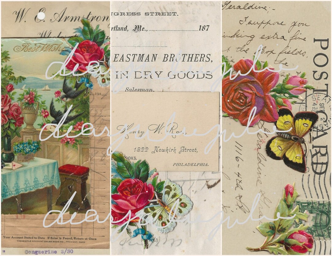 Lovely Red Roses Pages & Ephemera Digital Deluxe Kit... Antique Images ...