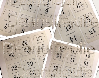 Digital- Tarjetas numéricas 1 - 31...  Digital Antique flinch naipes, Diciembre Diario, tarjetas numéricas, Diarios basura, scrapbooking