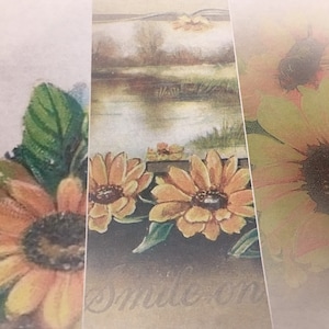 Páginas de girassóis e kit digital de coisas efêmeras. Imagens antigas de girassol para diários indesejados, criação de cartões, scrapbooking, diário de artesanato em papel