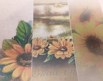 Páginas de girasoles y kit digital efímero. Imágenes antiguas de girasoles para diarios basura, fabricación de tarjetas, álbumes de recortes, diarios de elaboración de papel