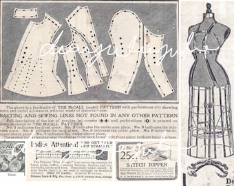 Digital Delux - Antike Nähen Journal Seiten & ephemera digitale kit...  Antike Bilder in schöne Bilder Junk Journals Tagebuch erweitert