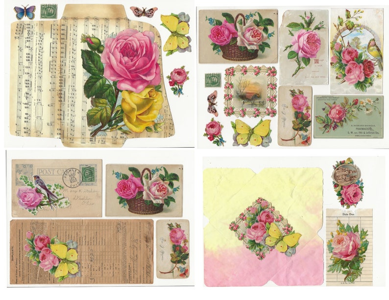 Digit Welcome Spring pages & ephemera digital kit... Antique images enhanced into beautiful images junk Journals diary image 5