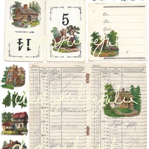 Digital Delux Tiny Houses pages & ephemera digital kit. Antique lmages for junk journals, card making and paper crafting image 5