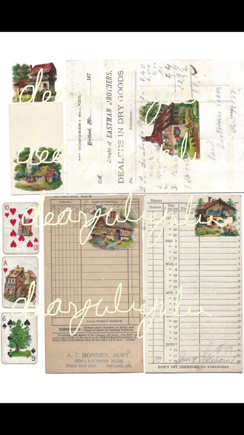 Digital Delux Tiny Houses pages & ephemera digital kit. Antique lmages for junk journals, card making and paper crafting image 4