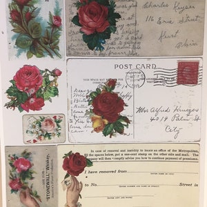 Digital Roses Roses ephemera digital kit ... Digital Antique Postcards & antique card images for Junk journals, cardmaking, scrapbooking image 2