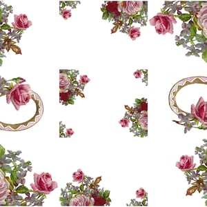 Lavendel Rosa Rosen Ink Saver Seiten & Ephemera Digital Kit. Digitale Antike Postkarten und Bilder, Junk Journals Tagebuch