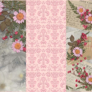 Pink Floral Seiten & Ephemera digitales Kit. Digitale Antike Postkarten und Bilder, Junk Journals Tagebuch