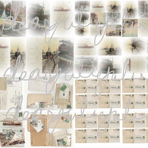 Numérique - Voyage, collage et cartes postales éphémères et kit numérique de pages ~ Images numériques antiques, journaux indésirables, fabrication de cartes,