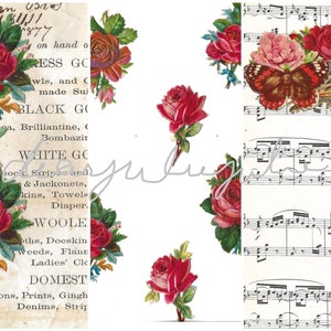 Digital Deluxe - Pages de journaux Morning Roses et kit numérique ephemera... Images antiques améliorées en belles images junk Journals journal