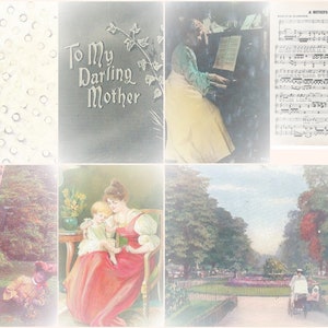 Mütter sind...  Moms, Muttertag Digitale Antike Postkarten und Musik seite für Junk Journale, Kartenherstellung, Scrapbooking und mehr.