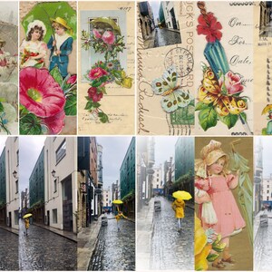 Digitale - Rainy Day 2 TOO pagine del diario effimeri, citazioni e kit digitale di parole. Diario del diario spazzatura con bellissime immagini antiche migliorate