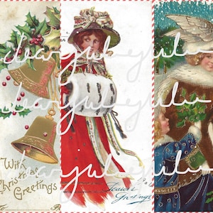 Digital - Kit digitale JOY di Natale 12 giorni - Cartoline antiche per riviste spazzatura, creazione di carte, scrapbooking