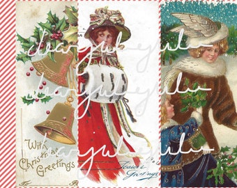 Digital - 12 days Christmas JOY   digitals kit - Antique Postcards for Junk journals, card making, scrapbooking