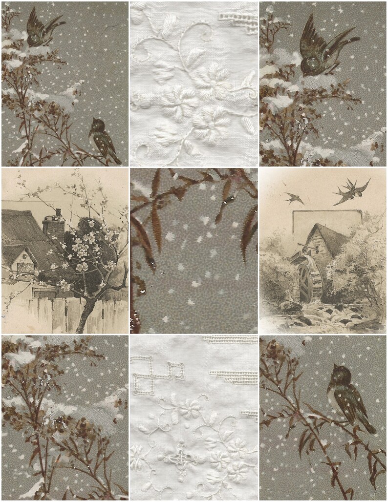 Digital Goodbye Winter junk journal pages & ephemera digital kit... images enhanced into beautiful images image 6