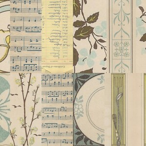 Numérique - Pages numériques bleu bleu pour la maison, images anciennes de kit éphémère, journal indésirable, journal intime