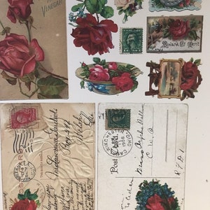Digital Roses Roses ephemera digital kit ... Digital Antique Postcards & antique card images for Junk journals, cardmaking, scrapbooking image 4