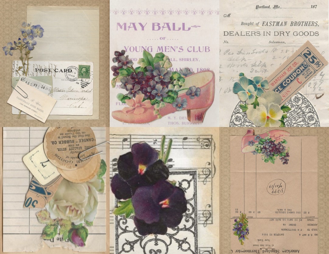 Digital Violets and Roses Deluxe Digital Pages and Ephemera Kit, Junk