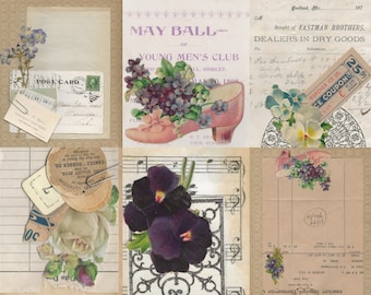 Digital - Violets and Roses deluxe digital pages and ephemera kit, junk journal, diary