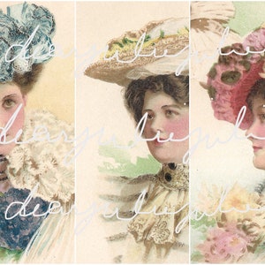 Digitale - Ladies in Hats pagine didiario e effimera kit digitale... Belle immagini Antique esaltato in belle immagini Junk Journals diario