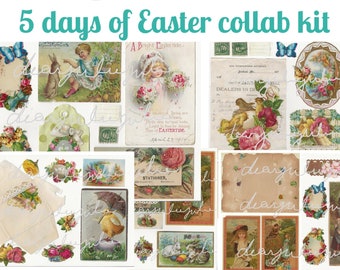 Antique Easter Ephemera Kit – Victorian Scrapbook Images (Digital Download) 5 days of Easter collab kit