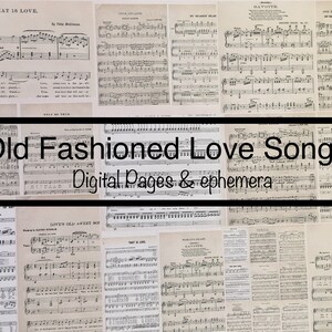 Digital - Música - Páginas de música de canciones de amor pasadas de moda y eufemas - Música antigua digital, Diarios basura, scrapbooking