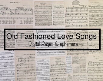 Digital - Música - Páginas de música de canciones de amor pasadas de moda y eufemas - Música antigua digital, Diarios basura, scrapbooking