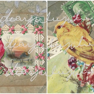 Numérique - Pages du journal Beautiful Birds & kit numérique éphémère...  Objets anciens numériques améliorés en belles images indésirables Journal intime