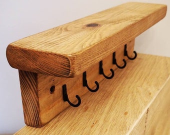 Wooden Key hooks andshelf Home decor organisation tidy home key holder