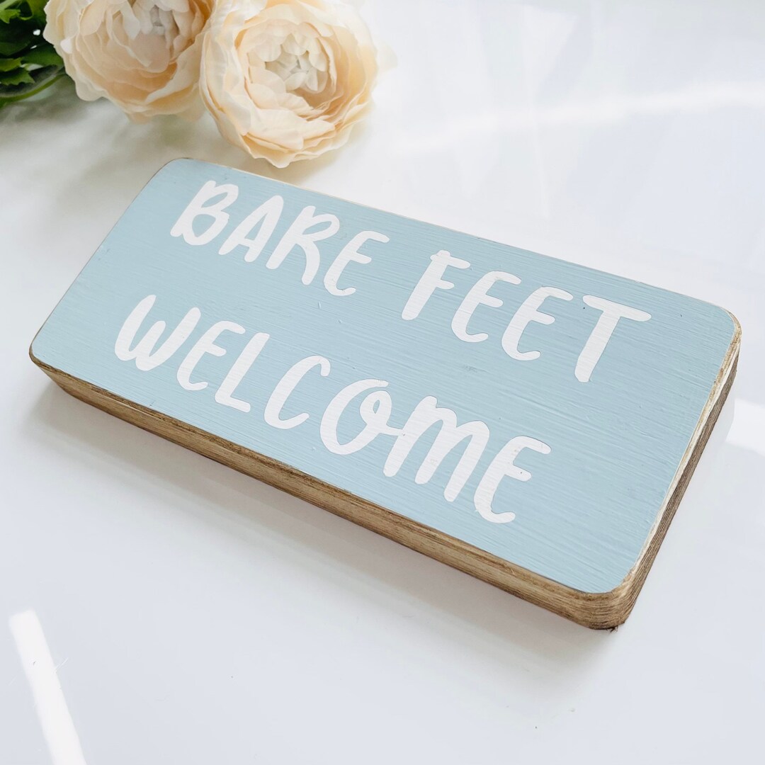 Bare Feet Welcome Sign, Beach Sign,family Vintage Style Wooden Sign ...