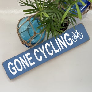 Gone cycling Modern Grey & White design handmade sign Home décor wood sign, new home sign, plaque,first home fun rustic bike