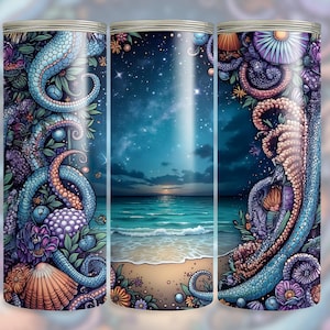 Sea Witch Tumbler Wrap: Mystical Ocean Sunset (PNG Digital Design)