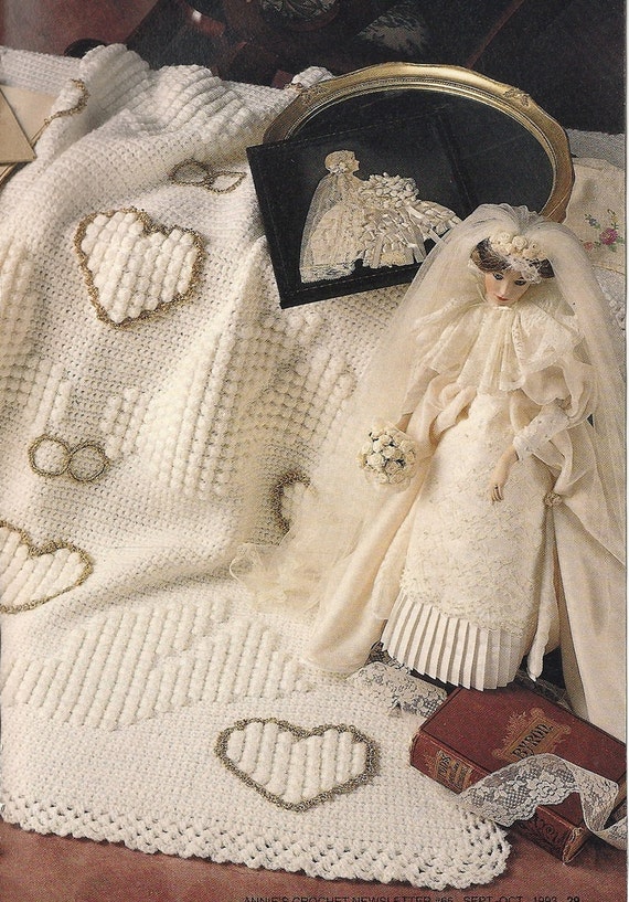 Wedding Afghan Vintage Crochet Pattern Hearts Doves Rings Etsy
