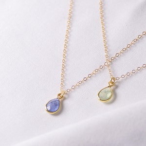 Delicate Tanzanite stone Pendant Necklace, Gold and Silver chain, Christmas gift for Grandmother, December Birthstone