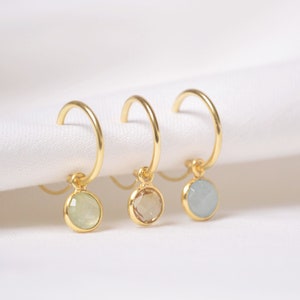 Crystal Huggies Hoops Gold, Tiny Dainty Small Hoops, Creole Gold with pendant Minimalist earrings, Christmas Gifts for Women