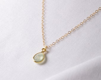 Prehnite Necklace Gold Chain, Natural Gemstone Necklace, Christmas gift Ideas, Personalized necklace gift