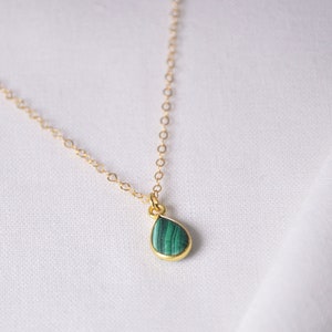 Malachite gemstone necklace, June birthstone necklace, Natural malachite pendant necklace, Simple necklace or layered necklace set