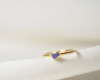 Handmade blue lapis lazuli gold ring - September birthstone jewelry