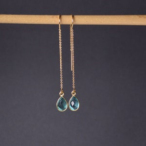 Long Chain Earring with stone, Mothers days gift Bridal Earring, Wedding Jewelry, 14k Gold filled, Silver chain Earrings