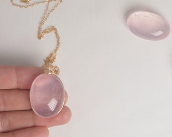 Rose Quartz Necklace,Rose Quartz Jewelry, Gift for Women in Gold filled or Silver, Gemstone necklace Gift for her