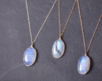 Silver Moonstone Pendant Necklace, June Birthstone Necklace gifts for mom, Moonstone jewellery for women, Filigree Rose Gold Necklace