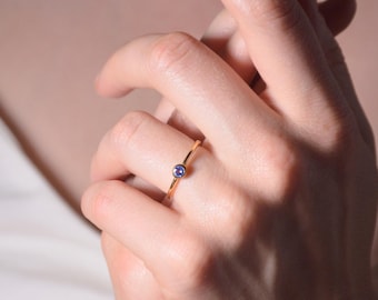December Birthstone Thin Recycled Gold Ring – Perfect Mother, Daughter, and Sister Gift