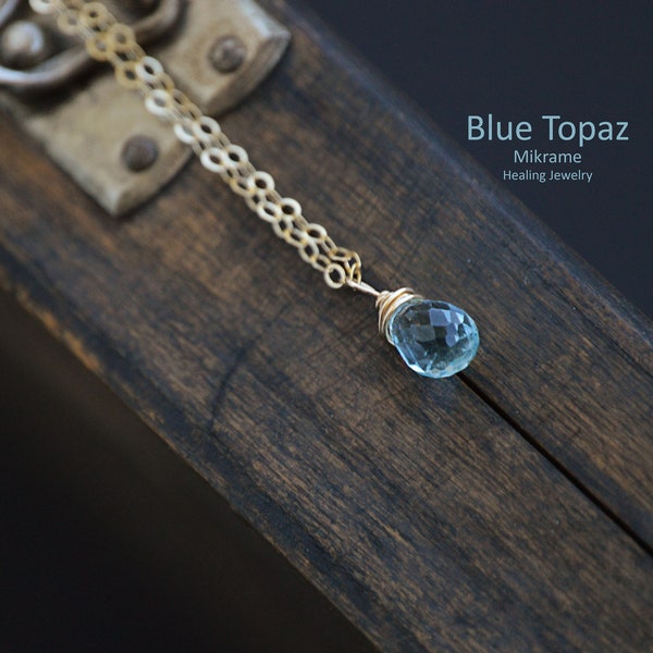 November Birthstone Necklace,Blue Topaz Necklace,Minimalist Necklace, Dainty Topaz Necklace,Gift for her,Blue stone,Topaz Necklace,Mikrame