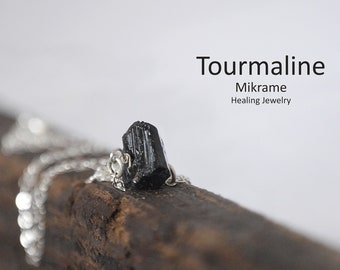 Black Tourmaline,Raw tourmaline Necklace,Raw Stone Necklace,Gift for Christmas,October Birthstone,Libra Zodiac jewelry
