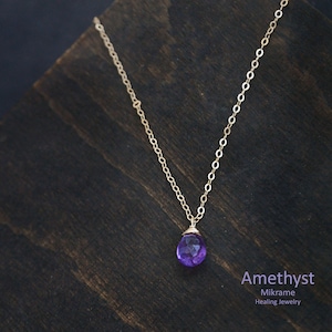 Amethyst Necklace Gold,February Birthstone Necklace,Crystal necklace,gift for wife,Minimalist jewelry,Amethyst,healing stone,Birthstone Gift