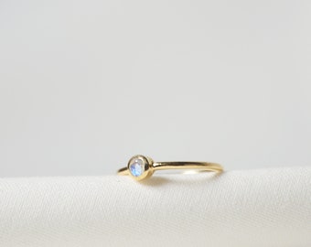 Dainty Moonstone Ring - Small Gold Friendship & Wedding Jewelry