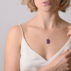 Delicate Amethyst Necklace, Crystal Necklace with Silver chain, Gemstone Pendant, Birthstone February, Personalized Jewelry