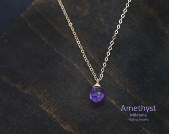 Amethyst Necklace Gold, Collier de pierre de naissance de février, collier de cristal, cadeau pour la femme, bijoux minimalistes, Amethyst, pierre de guérison, cadeau de pierre de naissance, cadeau de pierre de naissance