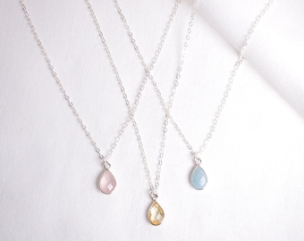 Custom Family Birthstone Pendant Necklace, Personalised gift ideas silver and Gold, Gift for Her in Christmas